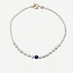 Süßwasserperlen Kette mit Lapis Lazuli | Silber vergoldet Blue One